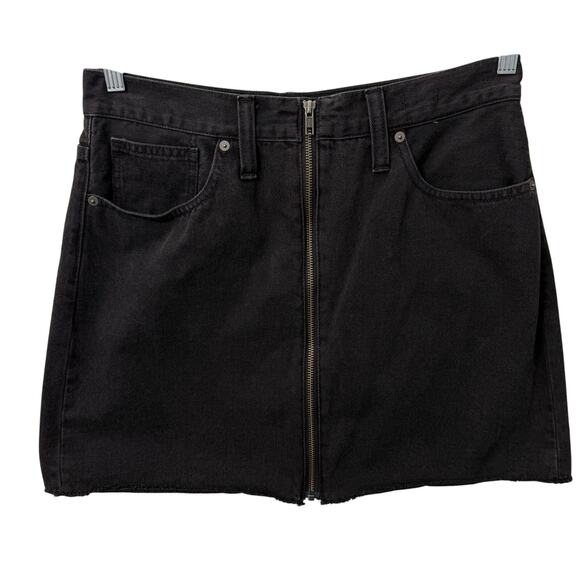 Madewell Rigid Denim A-Line Mini Skirt in Lunar Wash Black 29 - Picture 1 of 8